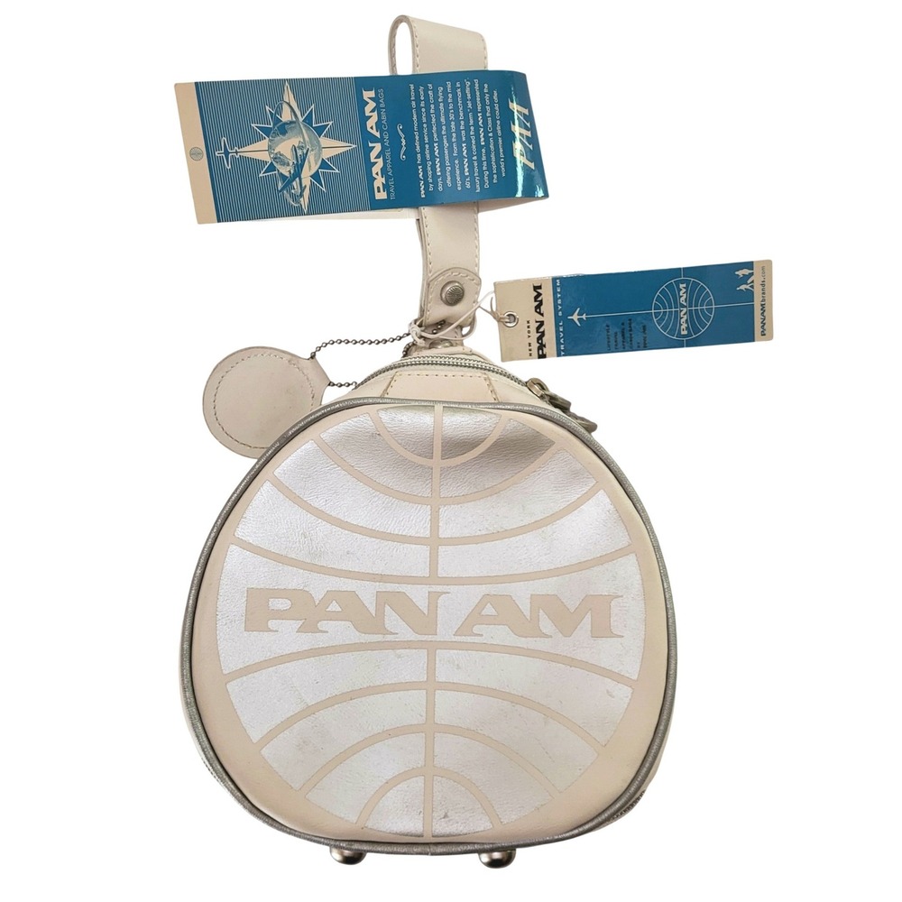 NWT Vintage White Silver Pan Am Airline Flight Attendant Makeup Cosmetic Bag